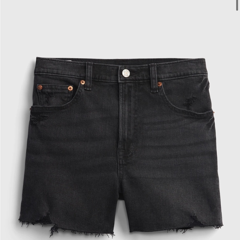 NWT Gap 4" High Rise Denim Shorts with Washwell in Black - Picture 6 of 9